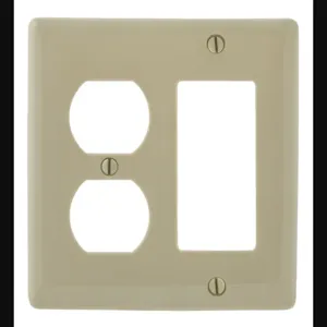 HUBBELL WIRING DEVICE-KELLEMS NP826I Wallplate, Nylon, 2-Gang, 1 Duplex, 1 Decorator, Ivory | BC9JXF