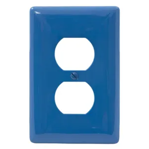 HUBBELL WIRING DEVICE-KELLEMS NPJ8BL Wallplate, Nylon, Mid-Sized, 1-Gang, 1 Duplex, Blue | BC9HZJ