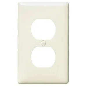 HUBBELL WIRING DEVICE-KELLEMS NPJ8LA Wallplate, Nylon, Mid-Sized, 1-Gang, 1 Duplex, Light Almond | BC9BPK