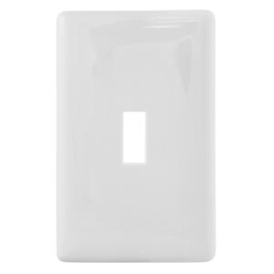 HUBBELL WIRING DEVICE-KELLEMS NPS1W Wallplate, Thermoplastic, 1-Gang, Snap-On, 1 Toggle Opening, White | BD4NAN