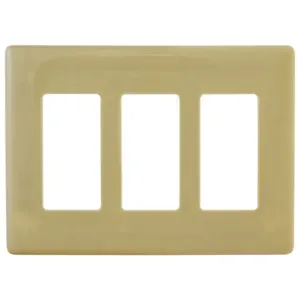 HUBBELL WIRING DEVICE-KELLEMS NPS263I Wallplate, 3-Gang, Decorator Opening, Snap-On, Ivory | BD4CGD