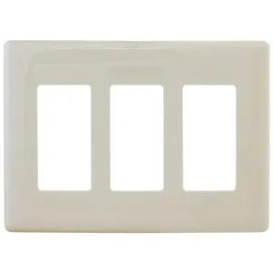 HUBBELL WIRING DEVICE-KELLEMS NPS263LA Wallplate, 3-Gang, Decorator Opening, Snap-On, Light Almond | BD3ZEB