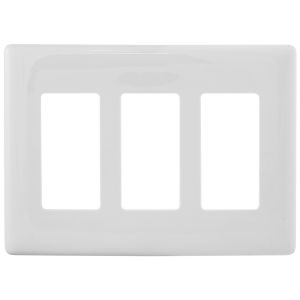HUBBELL WIRING DEVICE-KELLEMS NPS263W Wallplate, 3-Gang, Decorator Opening, Snap-On, White | BD3RET