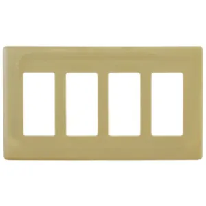 HUBBELL WIRING DEVICE-KELLEMS NPS264I Wallplate, 4-Gang, Decorator Opening, Snap-On, Ivory | BD4LJH