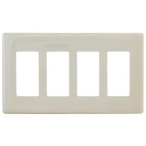 HUBBELL WIRING DEVICE-KELLEMS NPS264LA Wallplate, 4-Gang, Decorator Opening, Snap-On, Light Almond | BD3UCF