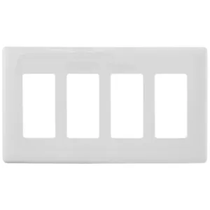 HUBBELL WIRING DEVICE-KELLEMS NPS264W Wallplate, 4-Gang, Decorator Opening, Snap-On, White | BD3PJQ