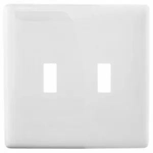 HUBBELL WIRING DEVICE-KELLEMS NPS2W Wallplate, Thermoplastic, 2-Gang, 2 Toggle Openings, White | BD3XDT