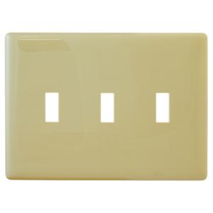 HUBBELL WIRING DEVICE-KELLEMS NPS3I Wallplate, Thermoplastic, 3-Gang, 3 Toggle Openings, Ivory | BD3YCU