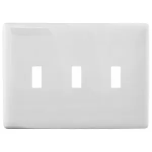 HUBBELL WIRING DEVICE-KELLEMS NPS3W Wallplate, Thermoplastic, 3-Gang, 3 Toggle Openings, White | BD4BGG