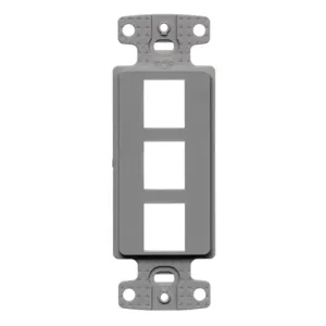 HUBBELL WIRING DEVICE-KELLEMS NS613GY Decorator Frame Plate, 3-Port, Gray | CE6PKW