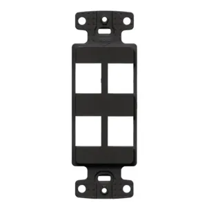 HUBBELL WIRING DEVICE-KELLEMS NS614BK Plate Decorator Frame, Keystone, 4 Port, Black | CE6PLA