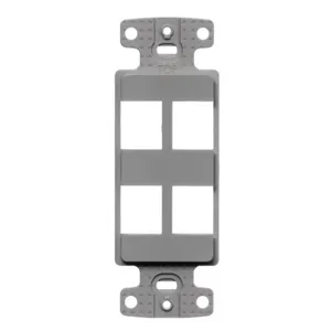 HUBBELL WIRING DEVICE-KELLEMS NS614GY Decorator Frame Plate, 4-Port, Gray | CE6PLB