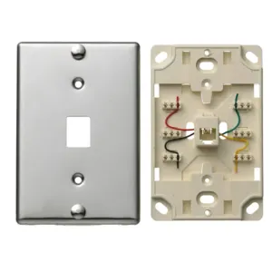 HUBBELL WIRING DEVICE-KELLEMS NS723SS Wall Phone Plate, 6 Position 4 Conductor, 110 Terminal, Stainless Steel | CE6YLM