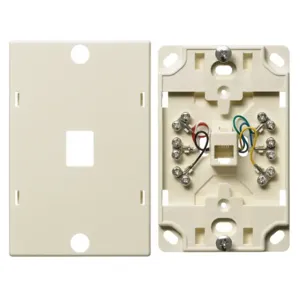 HUBBELL WIRING DEVICE-KELLEMS NS725LA Wall Phone Plate, 6 Position 6 Conductor, Screw Terminal, Light Almond | BD4WAJ