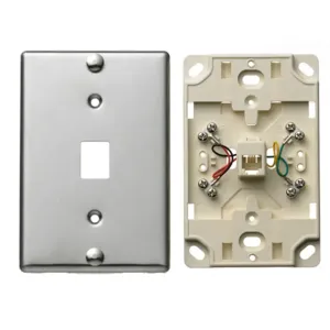 HUBBELL WIRING DEVICE-KELLEMS NS726SS Wall Phone Plate, 6 Position 4 Conductor, Screw Terminal, Stainless Steel | CE6PUA