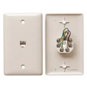 HUBBELL WIRING DEVICE-KELLEMS NS732LA Plate, 1 Gang, 6 Position 6 Conductor, Screw Terminals, Light Almond | CE6PUH