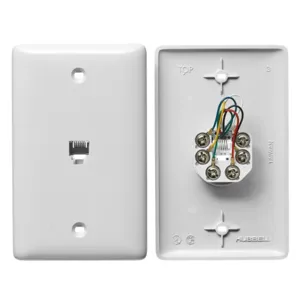 HUBBELL WIRING DEVICE-KELLEMS NS732W Plate, 1-Gang, With Jack, 6-Position 6-Conductor, Screw Terminal, White | CE6PUJ