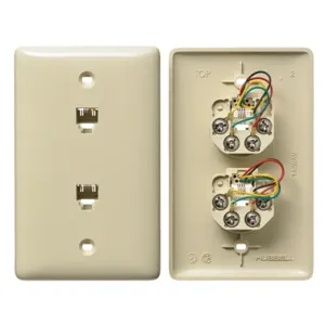 HUBBELL WIRING DEVICE-KELLEMS NS742I Plate, 1-Gang, 6-Position 4-Conductor, Screw Terminal, Electric Ivory | CE6PUM