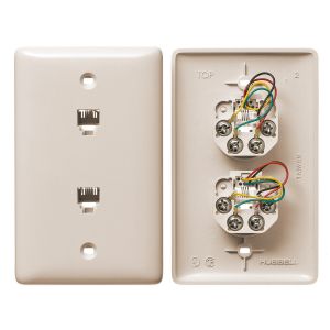 HUBBELL WIRING DEVICE-KELLEMS NS742LA Plate, 1-Gang, 6-Position 4-Conductor, Screw Terminal, Light Almond | BC8MBP