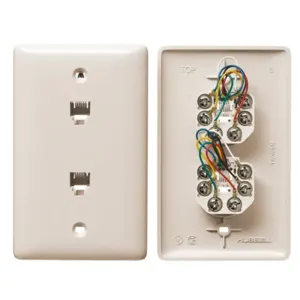 HUBBELL WIRING DEVICE-KELLEMS NS744LA Plate, 1-Gang, 6-Position 6-Conductor, Screw Terminal, Light Almond | BC9WBE