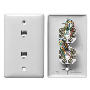 HUBBELL WIRING DEVICE-KELLEMS NS744W Plate, 1-Gang, 6-Position 6-Conductor, Screw Terminal, White | CE6PUQ