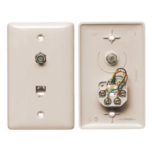 HUBBELL WIRING DEVICE-KELLEMS NS747LA Plate, 1-Gang, F Connector, Jack, 6-Position 4-Conductor, Screw Terminal | BD3HXR