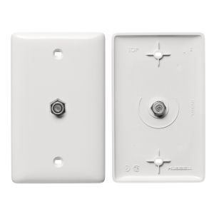 HUBBELL WIRING DEVICE-KELLEMS NS750W Plate, 1-Gang, With F Connector, White | AE7JEA 5YLW9