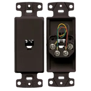 HUBBELL WIRING DEVICE-KELLEMS NS770 Plate Frame, Jack 6-Position 4- Conductor, Screw Terminal, Brown | CE6PLR