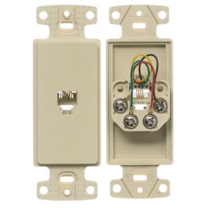 HUBBELL WIRING DEVICE-KELLEMS NS770I Plate Frame, Jack 6-Position 4-Conductor, Screw Terminal, Electric Ivory | CE6PLV