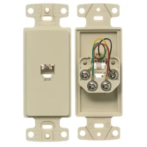 HUBBELL WIRING DEVICE-KELLEMS NS770I Plate Frame, Jack 6-Position 4-Conductor, Screw Terminal, Electric Ivory | CE6PLV