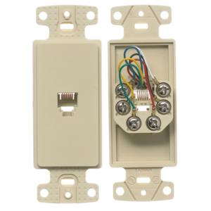 HUBBELL WIRING DEVICE-KELLEMS NS771I Plate, 1-Gang Frame, With Jack, 6-Position 6-Conductor, Screw Terminal | CE6PLZ