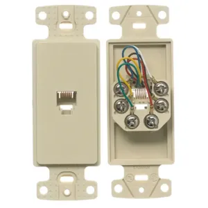 HUBBELL WIRING DEVICE-KELLEMS NS771LA Plate Frame, Jack 6-Position 6- Conductor, Screw Terminal, Light Almond | BD2EVJ