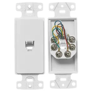 HUBBELL WIRING DEVICE-KELLEMS NS771W Plate, 1-Gang Frame, With Jack, 6- Position 6-Conductor, Screw Terminal, White | CE6PMA