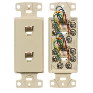 HUBBELL WIRING DEVICE-KELLEMS NS772I Plate Frame, Two Jack, 6-Position 6-Conductor, Screw Terminal, Electric Ivory | CE6PMB