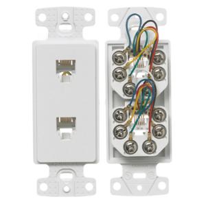 HUBBELL WIRING DEVICE-KELLEMS NS772W Plate Frame, Two Jack, 6-Position 6-Conductor, Screw Terminal, White | CE6PMC