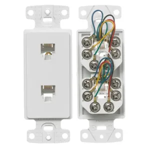 HUBBELL WIRING DEVICE-KELLEMS NS772W Plate Frame, Two Jack, 6-Position 6-Conductor, Screw Terminal, White | CE6PMC