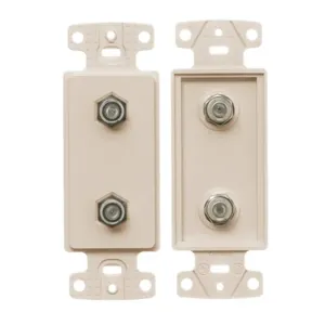 HUBBELL WIRING DEVICE-KELLEMS NS782LA Decorator Plate Frame With Two Coax F-Connector, Light Almond | BD4LKP