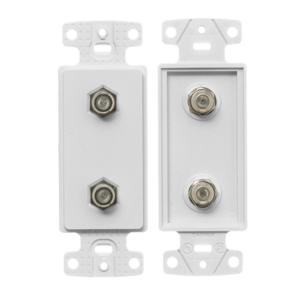 HUBBELL WIRING DEVICE-KELLEMS NS782W Decorator Plate, 1-Gang Frame, With Two F-Connector, White | CE6PMF