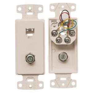 HUBBELL WIRING DEVICE-KELLEMS NS783LA Plattenrahmen, ein Koax-F-Stecker und eine 6-polige 6-Leiter-Buchse, La | BC9AHJ