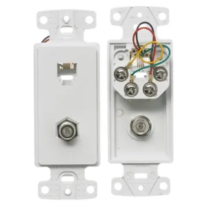 HUBBELL WIRING DEVICE-KELLEMS NS783W Plate, 1-Gang Frame, F Connector, 6-Position 6-Conductor, Screw Terminal, White | CE6PMG