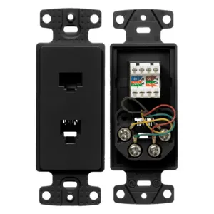 HUBBELL WIRING DEVICE-KELLEMS NS784BK Plate Frame, Cat 5E Jack And 6-Position 4-Conductor Jack, Screw Terminal, Black | CE6PMJ