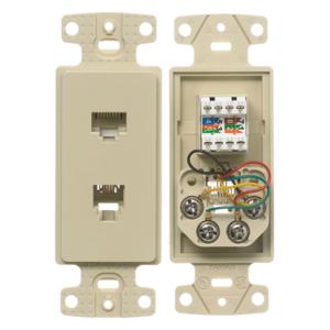 HUBBELL WIRING DEVICE-KELLEMS NS784I Plate, 1-Gang Frame, With Cat5E Jack, 6-Position 4-Conductor, Electric Ivory | CE6PML