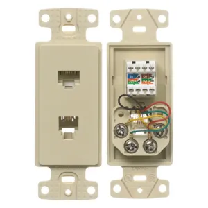 HUBBELL WIRING DEVICE-KELLEMS NS784I Plate, 1-Gang Frame, With Cat5E Jack, 6-Position 4-Conductor, Electric Ivory | CE6PML