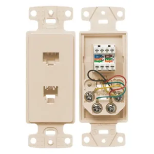 HUBBELL WIRING DEVICE-KELLEMS NS784LA Plate Frame, Cat 5E Jack And 6- Position 4-Conductor Jack, Screw Terminal, La | CE6PMM