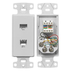 HUBBELL WIRING DEVICE-KELLEMS NS784W Plate, 1-Gang Frame, With Cat5E Jack, 6-Position 4-Conductor, Screw Terminal | CE6PMN