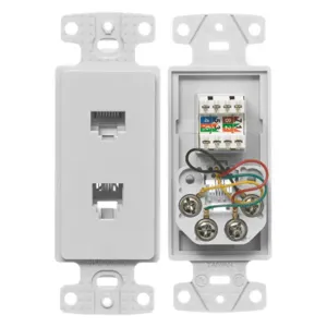 HUBBELL WIRING DEVICE-KELLEMS NS784W Plate, 1-Gang Frame, With Cat5E Jack, 6-Position 4-Conductor, Screw Terminal | CE6PMN