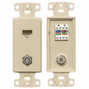 HUBBELL WIRING DEVICE-KELLEMS NS785I Wall Plate And Jack Cat 5e/f-type Ivory | AE7JEC 5YLX2