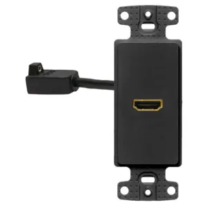 HUBBELL WIRING DEVICE-KELLEMS NS801BK Decorator Plate, 1-Gang Frame, With One Hdmi, Female To Female, Black | BD2HFH