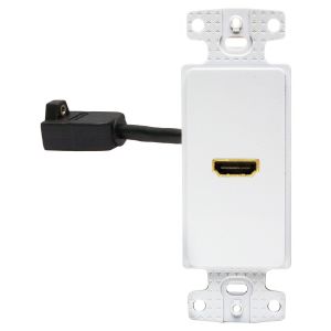 HUBBELL WIRING DEVICE-KELLEMS NS801W Decorator Plate, 1-Gang Frame, With One Hdmi, Female To Female, White | AE7JEG 5YLX7