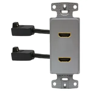 HUBBELL WIRING DEVICE-KELLEMS NS802GY Decorator Plate Frame With Two Hdmi Female To Female, Gray | BD4VKK